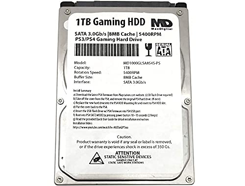 MDD 1TB 5400RPM 8MB Cache 9.5mm SATA 3.0Gb/s 2.5 Gaming Hard Drive for PS3/PS4 - 2 Year Warranty (Renewed)