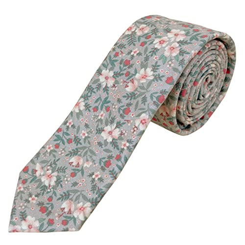 JNJSTELLA Men's Cotton Floral Skinny Necktie Tie, Type 19, One size