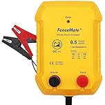 FenceMate 12V Output 0.5 Joule 10 km Range Electric Fence Energiser, Battery Powered Energiser Peak 10 kV to Protect Poultry and Livestock, Fencer for Homestead, Garden, Pond