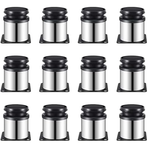 hicoosee 12 PCS Adjustable Cabinet Legs 50mm, Stainless Steel Furniture Legs, Sofa Bed Legs for Kitchen, Cabinets, Cupboard, Bed, Furniture, Couch, TV Stand Cover