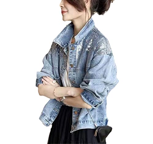 Veste en jean courte à paillettes FULBHPRINT denim premium automne