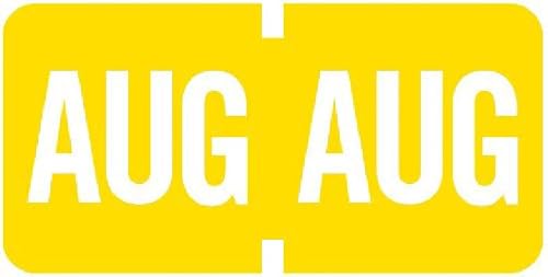 Doctor Stuff - File Folder Month Labels, August, Tab Products - TMLV Series Stickers, Yellow, 1/2" x 1", 500/Roll