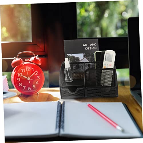 Porte-crayons de table noir SHINEOFI à 7 compartiments et tiroir pour bureau