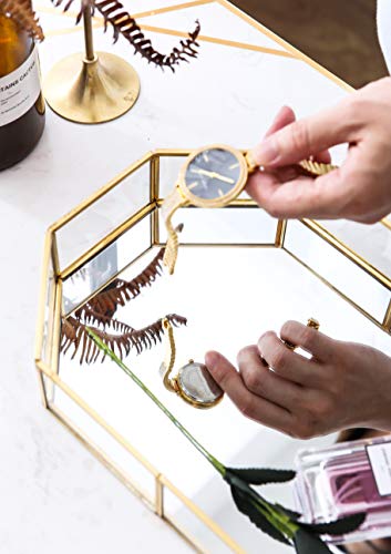 Vintage Glass Tray Countertop Holder Dresser Cosmetic Organizer Bathroom Dish Display Decorative Centerpiece Desktop Storage Organizer For Vanity Perfume Jewelry Trinket #TOP3