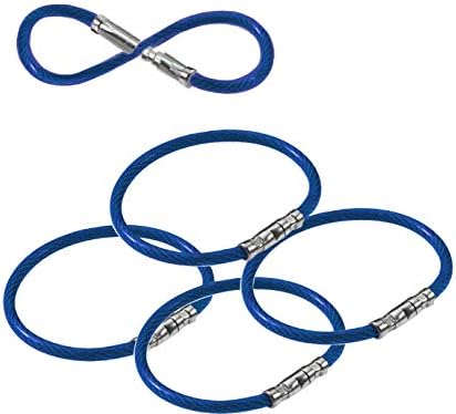 Lucky Line 5” Twisty Lock Key Ring, Flexible Nylon Coated Steel Wire Loop, Corrosion-Resistant and Durable, Blue, 5 Pack (8113005)