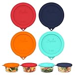 Sophico 4 Cup Round Silicone Storage Cover Lids Replacement for Anchor Hocking and Pyrex 7201-PC Glass Bowls (Container not Included) (Mix) 4 Pack