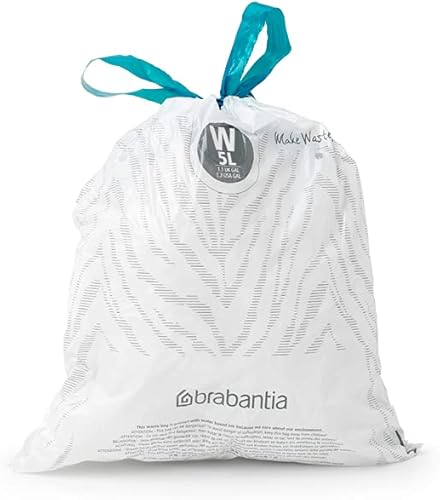 Miniatura 7 de Brabantia PerfectFit Bolsas de basura (tamaño W1.3 galones) forros de plástico grueso con asas de cordón (40 bolsas)