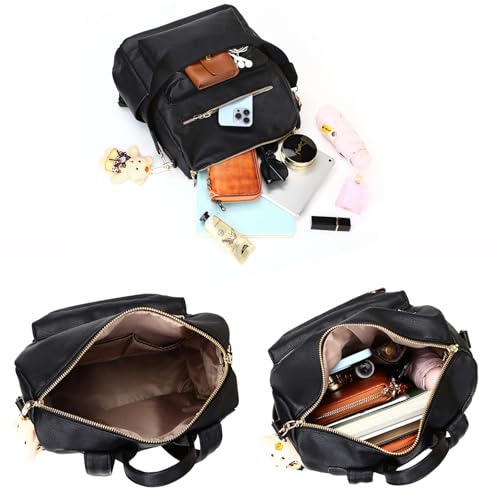 Image of Soperwillton Women Backpack Purse Shoulder Handbags Travel Bag Set 2pcs | Soft PU Leather,Large Capacity,Many Pockets,with a Functional Wallet,with a Detachable Shoulder Strap,Multipurpose Design
