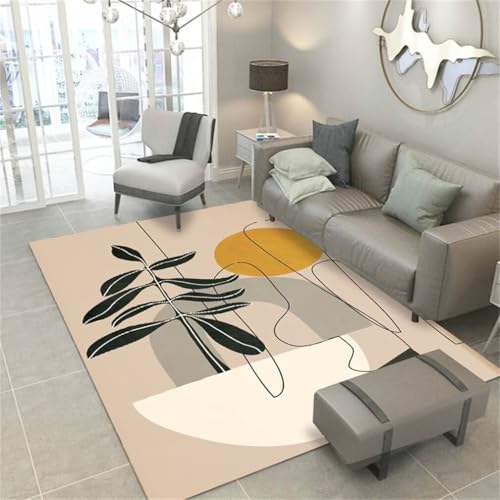 Tapis design salon 140x200 kaki aux finitions soignées et douces