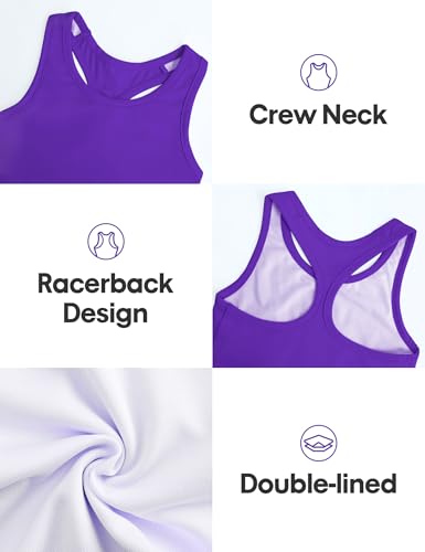 Gnainach Meninas Regata De Dança Para Tamanho 6-7 Anos, Roxa, Casual, Básica, Sem Mangas, Top Curto