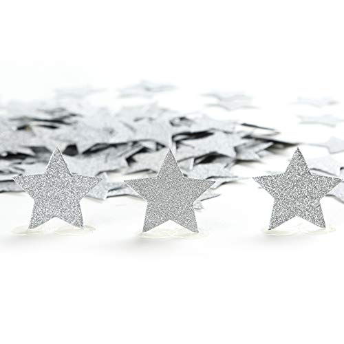 Image of MOWO Silver Star Confetti Table Decoration, 1.2'', 200pc | 200pc, Wedding Party Decor, Table Decor