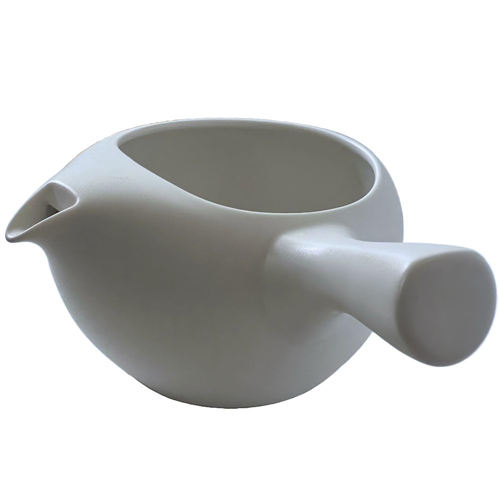 Tokoname Ware Large Kyusu Teapot White Matte Lidless 23oz Made in Japan