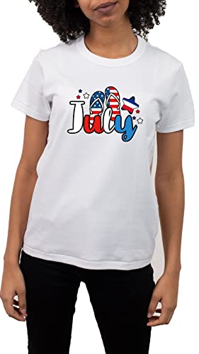4Th Of July Shirts For Women, Red White And Blue American Flag T Shirt Women Usa Fourth Of July Outfits Tee Shirts Casual America Flag Print Patriotic Shirt Tops(White A, Small) #TOP2