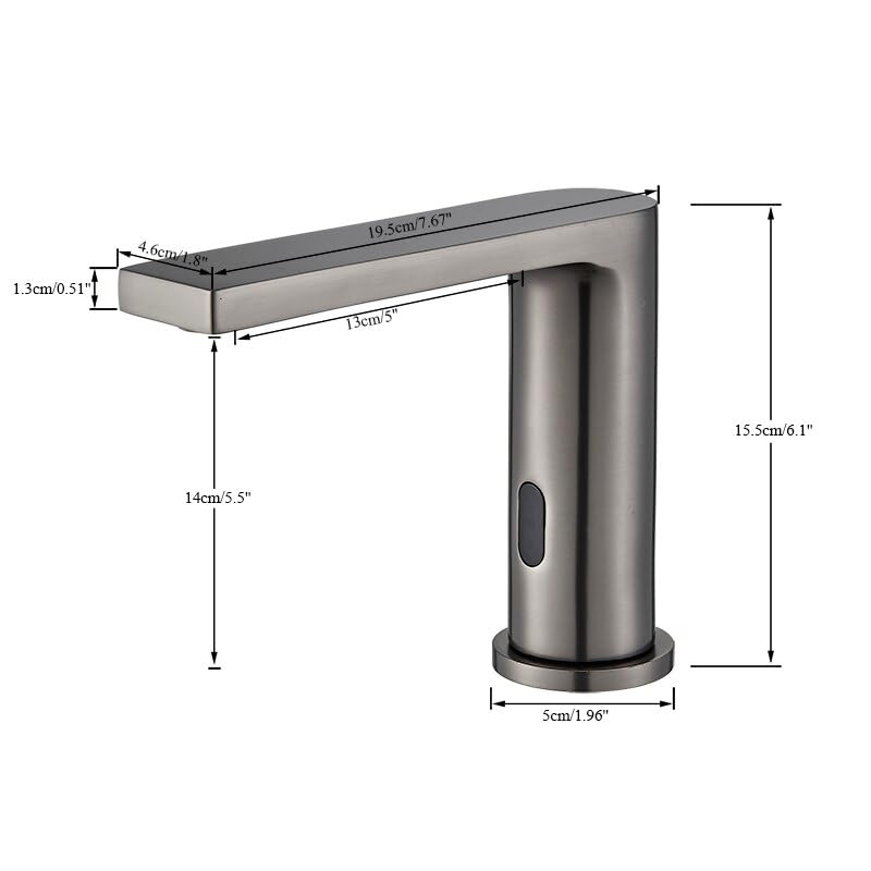 Grifo de lavabo de baño gris de lujo con sensor automático y mezclador de agua premium 5