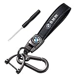 SunteeLong Genuine leather car keychain set for BMW M X1 X3 M3 M5 X1 X5 X6 Z4 3 5 7 Seriel family birthday keychain key ring lanyard accessories (black)