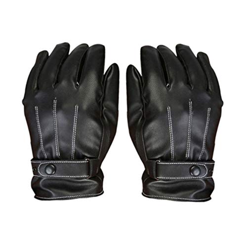 IMIKEYA Luvas de couro de inverno para inverno, luvas de couro de poliuretano para tela sensível ao