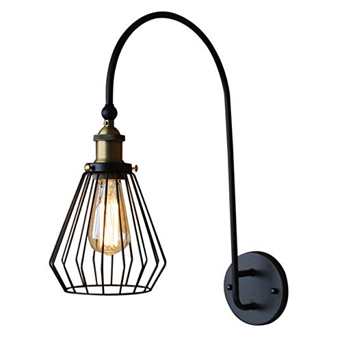 Applique murale rétro en fer forgé avec douille E27 pour ampoule vintage à filament