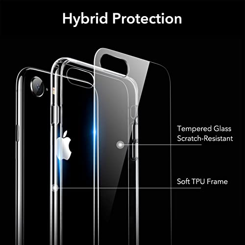 Image of ESR Mimic Tempered-Glass Case, for iPhone 8 /7 , Upgraded 9H Tempered-Glass Back, Feels Like a Caseless Phone, with Soft TPU Bumper and Shock-Absorbent Corners, Clear