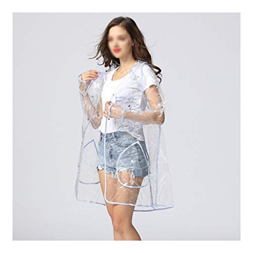 Preisvergleich Produktbild Leichter und Wiederverwendbarer Transparenter Regenmantel, Tragbarer Regen Poncho mit Kapuze und Ärmeln, Wasserdichter Notfallregenmantel Für Männer und Frauen -AA Schutz Overall ( Size : L )