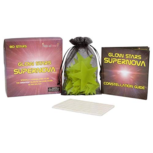 Glow Stars Supernova: 80 of The Brightest Glow in The Dark Stars | Boxed Set with Adhesive Putty, Mesh Pouch & Free Constellation Guide | 3 Sizes (1