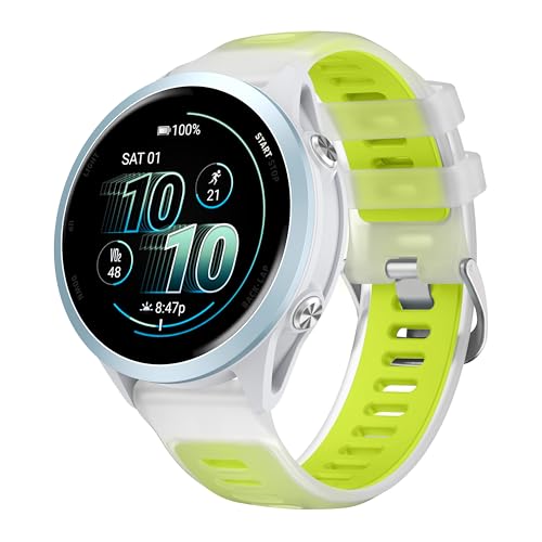 Koelaa Pasek sportowy 20 mm do Garmin Active 5/Forerunner 570 42 mm / Forerunner 165/Vivoactive 6/5 – miękki silikon, wodoszczelny, oddychający, silikonowy pasek zamienny do zegarka fitness