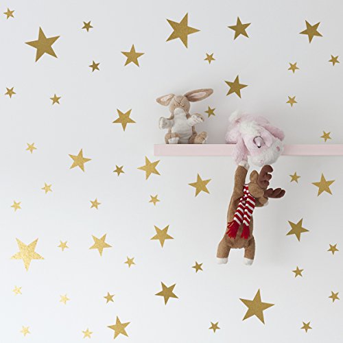 Mozamy Creative Star Wall Decals (189 Count) Gold Star Decals Nursery Decals Removable Peel And Stick Wall Decals, Vintage Gold #TOP1