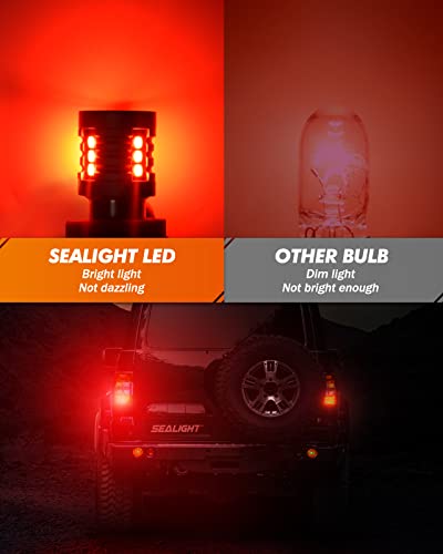 Sealight 1157 Led Bulb Red , Super Bright Led Tail Light Bulb For 2057 2357 7528 Bay15D-Suit For Back Up Reverse Tail Brake Parking Lights(2 Pack） #TOP2