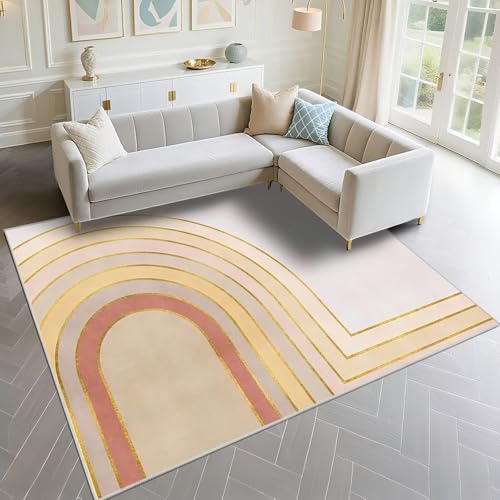Tapis de sol cuisine facile à nettoyer 160x200cm au motif géométrique jaune