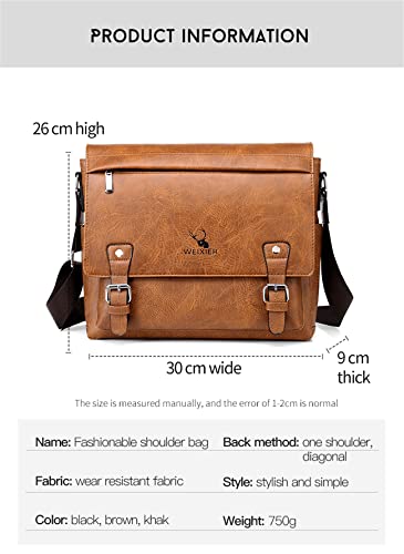 Bolsas masculinas de couro com tecido resistente ao desgaste ombro Bolsas transversais unissex grand