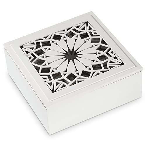 Handrong Tea Box Tea Bag Organizer Wooden Tea Bag Holder Modern Tea Chest With 9 Compartments And Glass Cover For Home Tea Parties And Gift #TOP6