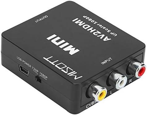 RCA to HDMI, MISOTT 1080P Mini RCA Composite CVBS AV to HDMI Converter Adapter, Supports 720P/1080P Output with USB Charge Cable for PS2 N64 Wii Laptop Xbox Roku TV STB VHS VCR Camera DVD, Black