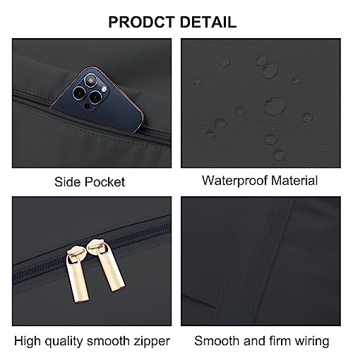 Travel Tote Bag,For Spirit Airlines Personal Item Bag 18x14x8 Foldable Travel Duffel Bag Tote Lightweight Weekender Overnight Carry on Luggage Bag for Women and Men (C-Black -Double layer with lining) - Thumbnail 3