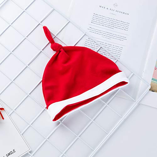IMEKIS Pasgeboren Baby Meisjes Jongens Mijn 1e Kerst Outfit Lange Mouwen Kerstman Sneeuwman Rendier Gestreepte Print Romper Jumpsuit met Hoed Xmas Party Kleding Set, Rood 7, 3-6 Maanden - Afbeelding 7