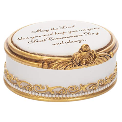 May The Lord Gold Tone 4 X 3 Resin Stone First Communion Decorative Keepsake Box #TOP3