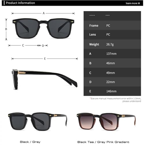 Lunettes de soleil rétro UV400 unisexes avec verres dégradés et rivets noirs