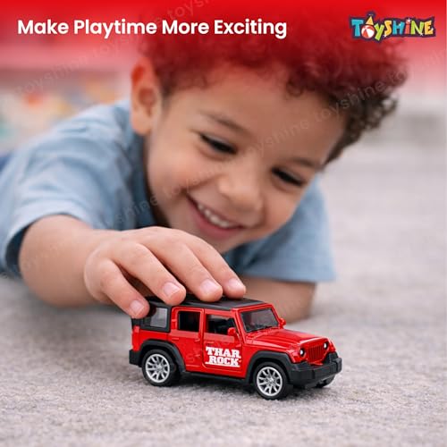 Image of Toyshine 1:32 Scale Die Cast Thaar Model Vehicle Toy Car with Pull Back Function Along with Opening Door Feature for Kids Boy Girl 3+, Red