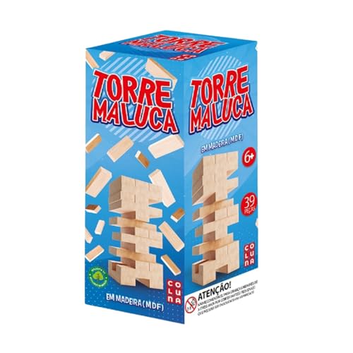 Jogo Caiu Perdeu Torre Maluca De Blocos Em Madeira Mdf Pais e Filhos