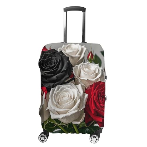 Black White And Red Roses Luggage Cover, Washable Elastic Suitcase Cover Protector Fit 18-32 Inch Luggage