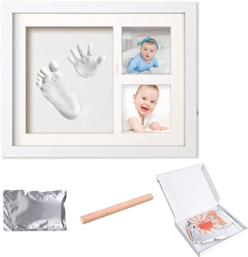 LTHERMELK Cadre Empreintes Pieds et Mains Bébé, Cadres Photo de Douche, Cadeau de Baptême, Kit d'Enregistrement de Nouveau-Né, Cadeau Commémoratif pour...