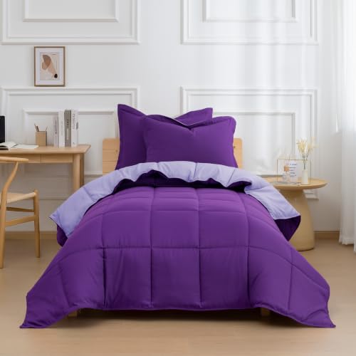 Image of HIG 3pc Purple Twin /Twin XL Bedding Comforter Set Duvet Insert Blanket