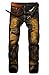 Men's Stylish Ripped Slim Fit Jeans with Patches 38