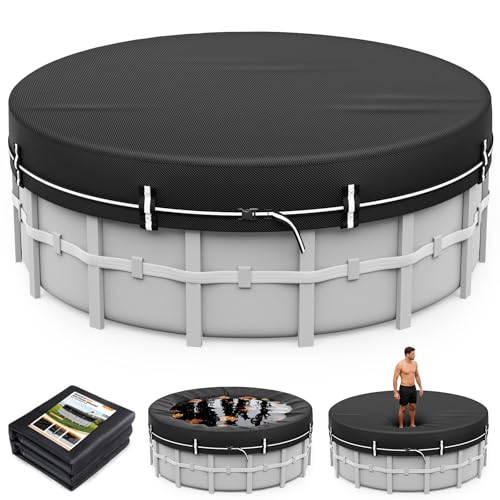 LXKCKJ Poolabdeckung Runde für 420-460 cm Pools | Solar Poolplane Inkl Bodennägel Zubehör | Sommer & Winter Pool Abdeckplane Ideal für wasserdicht und staubdicht |Ø 510CM Pool Abdeckplane