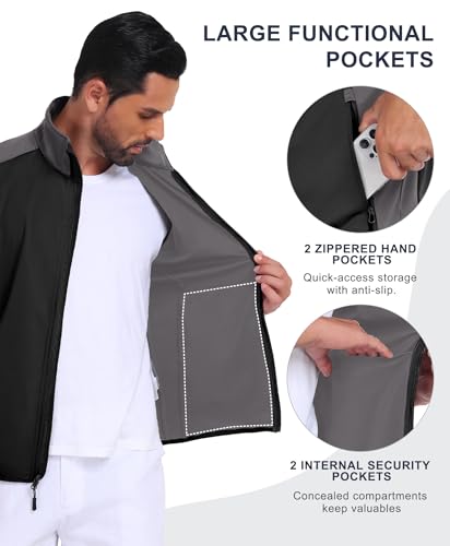 Image of Little Donkey Andy Men's Water-resistant Outerwear Vests, Stretch Windproof Vest for Cycling, Running, Golf