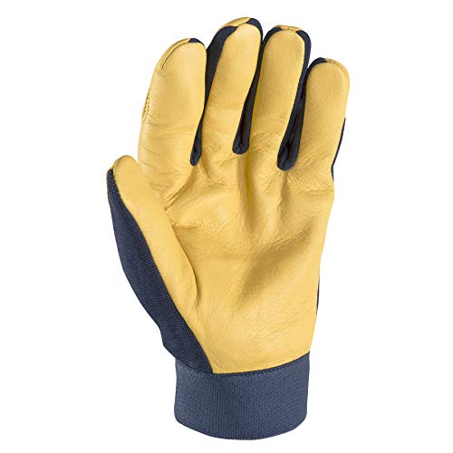 Wells Lamont Men's Leather Palm Work Gloves | Heavy Duty, Form Fitting For Improved Dexterity | Made With Water-Resistant Hydrahyde, Large (3207L) , Blue #TOP1