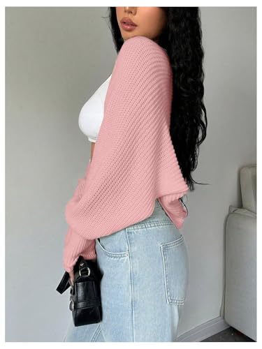 Image of Milumia Women's Crochet Bolero Shrug Top Y2k Long Sleeve Drop Shoulder Crop Cardigan