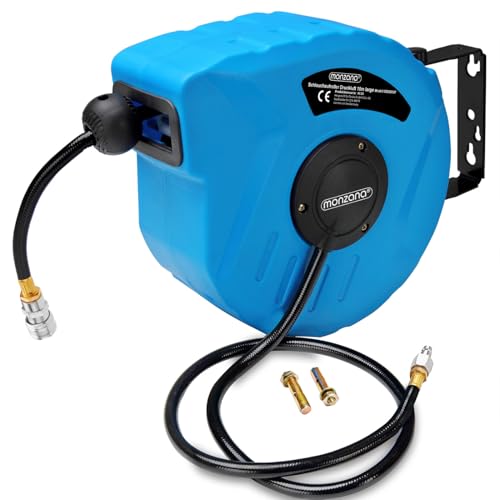 MONZANA® Enrouleur automatique de tuyau à air comprimé 10m+1m 12 bar raccord 1/4' Ø12mm dévidoir air comprimé tuyau pneumatique outil support mural 180°