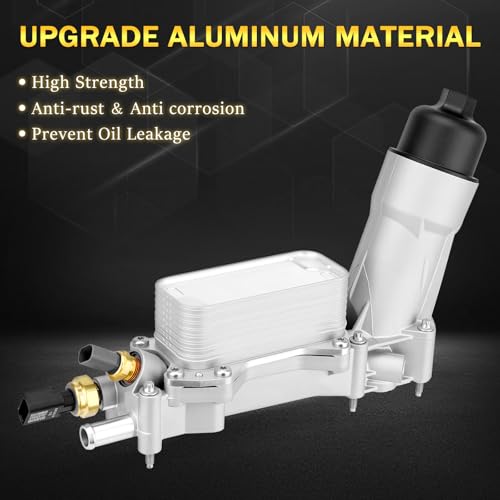 Image of Upgraded Aluminum Engine Oil Filter Housing with Oil Cooler Sensors and Gaskets Compatible with Dodge Charger Challenger Journey, Jeep Wrangler, Ram 1500 2500 3500, Chrysler 200 300 3.6L V6