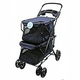 【MAX. KAPAZITÄT】15 kg Futchoy Faltbarer 4-Rad Haustier Kinderwagen Doppelschichtiger Foldable Pet Stroller Hundewagen Buggy Carrierwagen Hundebuggy -Hundetransport für Hund Und Katze