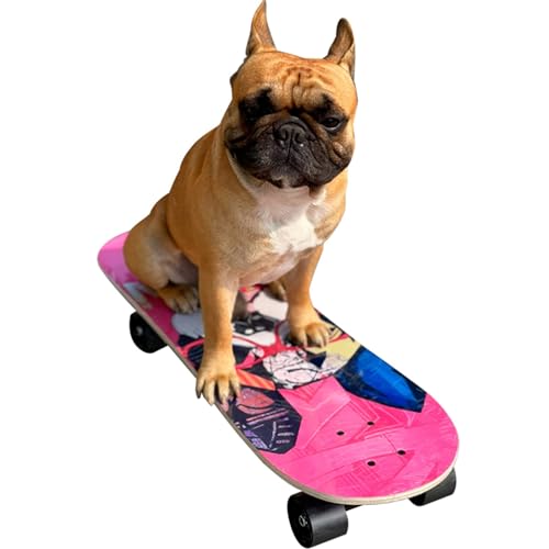 Dog & Cat Skateboard, Pet Skateboard for Dogs and Cats - Smooth Flexible Cornering Wheels for Agility Training, Indoor Exercise, Outdoor Fun & Play, Interactive Fun