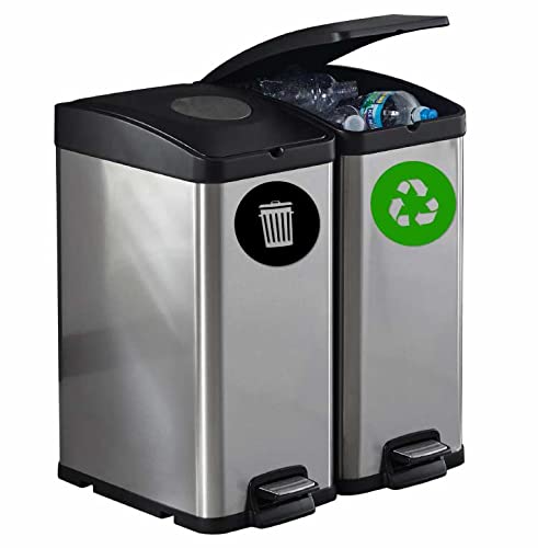 Recycle And Trash Sticker Vinyl Modern Logo (5.5" X 5.5" 1 Ea.) Symbol To Organize Trash Cans Or Garbage Containers And Walls - Small - Green And Black #TOP3